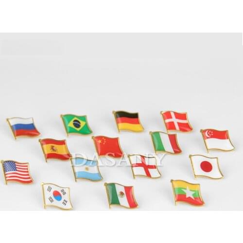 Flying World Flags Collar Lapel Pin Badge Brooches Ornament Argentina Brazil Australia Belgium Dubai Uruguay Korea Russia France