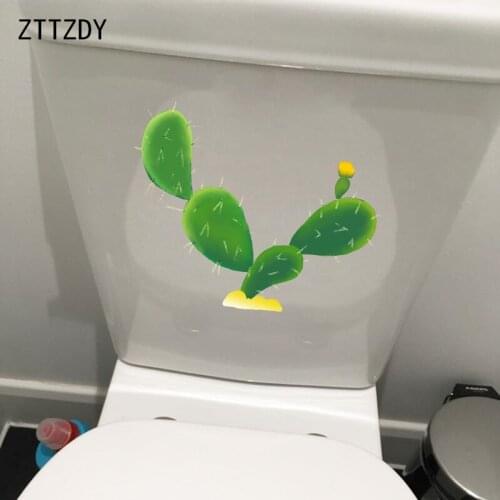 ZTTZDY 22.9*18.2CM Green Cactus Cartoon Home Wall Decor Sticker Fresh Plant Toilet Decal T2-0558