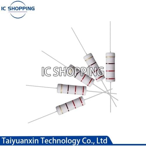 10PCS 5W Carbon Film Resistors 5% Ring Power Resistor 0.1~10M 2 3.3 10R 22 36 47 68 100 220 330 470 1K 2.2K 10K 22K 4K7 100KOhm