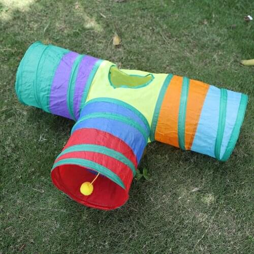 3-way Collapsible Cat Tunnel Kitten Channel Tube Animal Play Games Pet Supplies Cat Pet Peek Hole Kitten Rabbit Toy