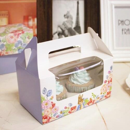 30PCS/LOT Paper Single Cupcake Cake Case Wedding Party Favor Muffin Pod Dome Holder Boxes with Handle PVC Window Muffin Cake Box