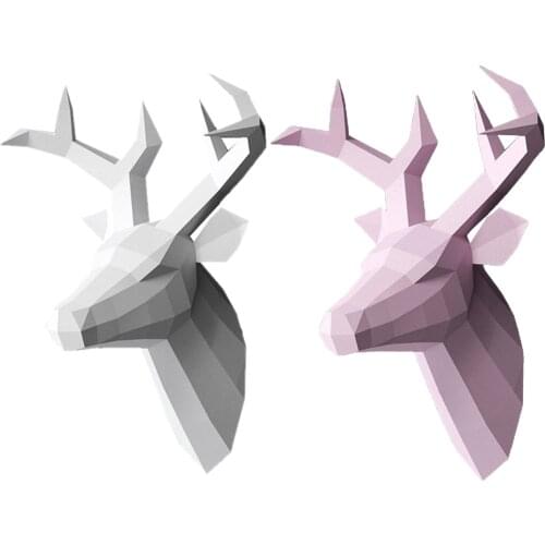 Deer Head 3d Puzzles Geometric Diy Paper Sculpture Papercraft Art Wall Decor Home Figures Crafts Cardboard Sculpture