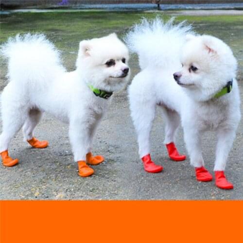 4Pcs/Set Waterproof Dog Shoes For Chihuahua Balloon Type Rubber Rain Boots Portable Dog Accessories Outdoor Footwear Socks