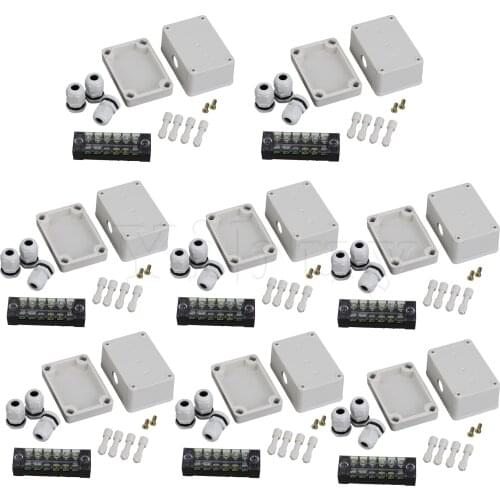 8Pieces Plastic 6 Bit Junction Terminals Project Box White 95x65x55mm