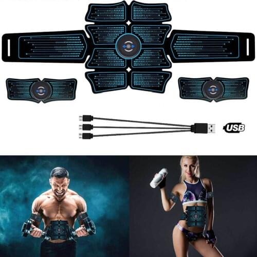 USB Rechargable Wireless EMS Electric Abdominal Muscles Trainer ABS Stimulator Body Weight Loss Massage Gym Belly Arm Fitness