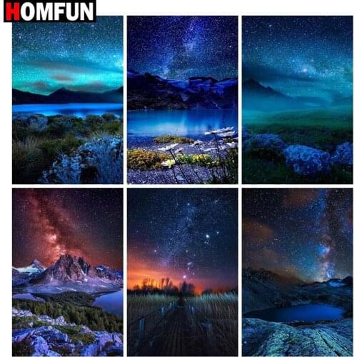 HOMFUN Full Square/Round Drill 5D DIY Diamond Painting "Starry night view" Embroidery Cross Stitch 5D Home Decor Gift
