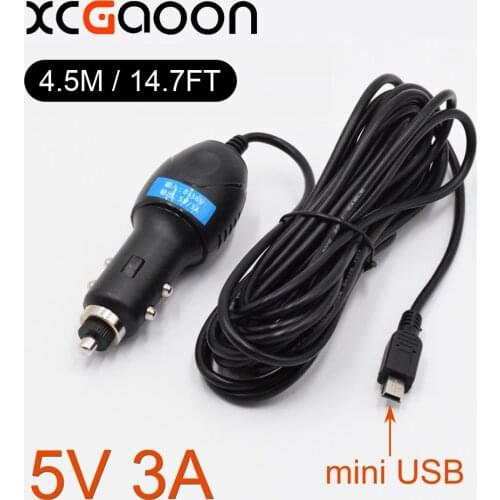 XCGaoon 10 piece 5V 3A mini USB Car Charger for Car DVR Camera / GPS, input DC 8V to 36V, Cable Length 4.5m ( 14.7ft )