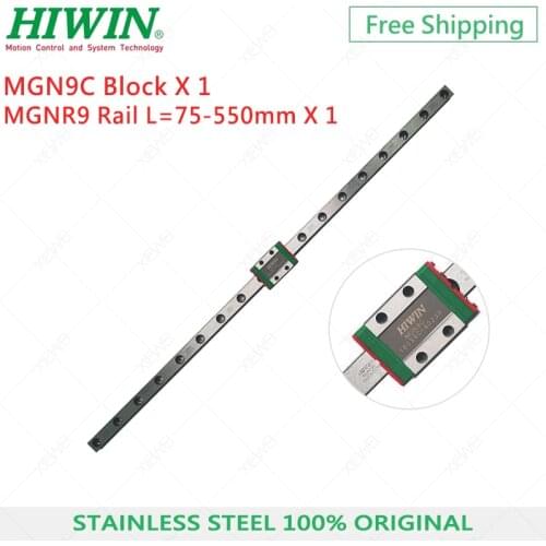 Free Shipping stainless steel HIWIN 9mm Linear Guide MGN9 200 250 270 300 350 400 450 500mm linear rail + MGN9C block