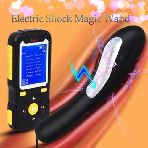 Electric Shock Magic Wand Big Dildo Vagina Stimulator Vibration Adult Sex Toy USB Charge G spot For Women Masturbator Butt Plug