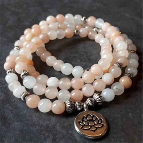6MM Topaz Bracelet 108 Beads Lotus Pendant Wrist Lucky Spirituality Energy Reiki Buddhism