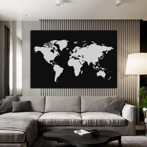 World Map Decoration Posters and Prints Modern Art Wall Picture Black White Canvas Paintings For Living Room Home Cuadros