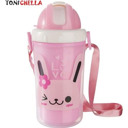 Baby Feeding Water Bottles Cute Cartoon Animal Pattern Training Cup With Silicone Straw Drinking Water Learning Cups CL5372