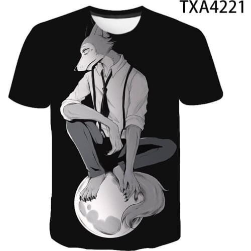 New Summer 3D Printed Cartoon Manga Beastars T Shirt Men Women Children Summer Casual Boy Girl Kids Wolf Rabbit Tops Cool Tees