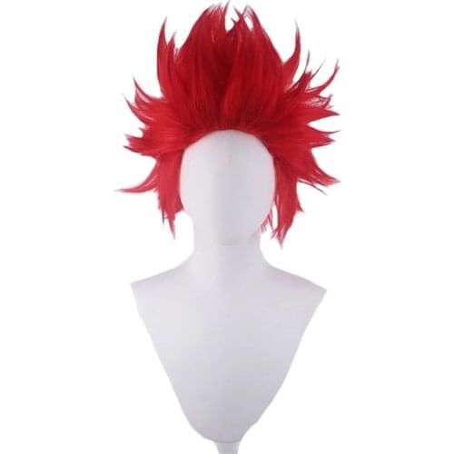 My Boku no Hero Academia Eijirou Kirishima Eijiro Short Red Heat Resistant Cosplay Costume Wig + Wig Cap
