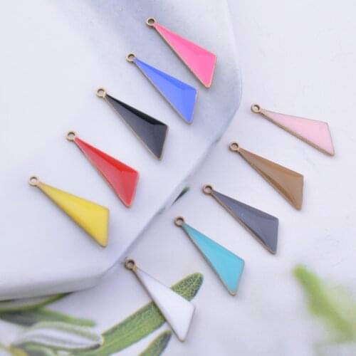 30pcs 5*16mm Copper Both Faced Enamel Geometric Triangle Charms For Earring Necklace Pendant