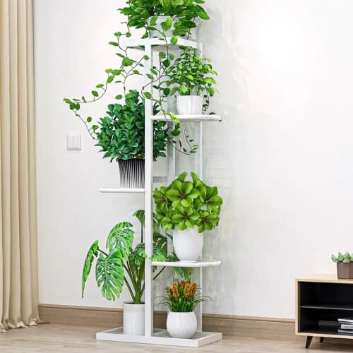 Flower shelf 6-story indoor home balcony decoration rack wrought iron living room simple flower pot hanging green