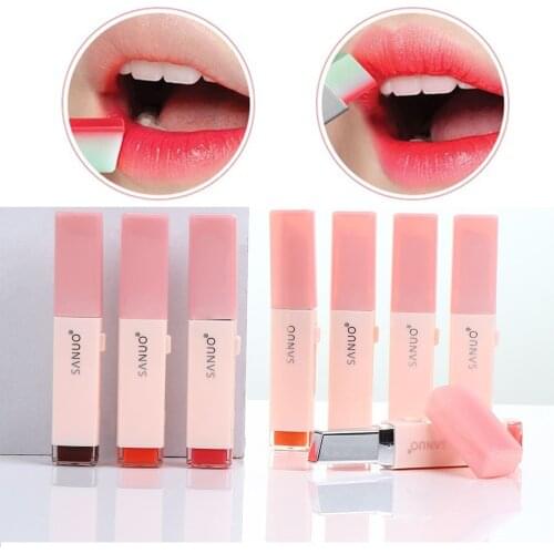 Fashion Korean Bite Lipstick V Cutting Two Tone Tint Silky Moisturzing Nourishing Lipsticks Balm Lip Cosmetic Gradient Color