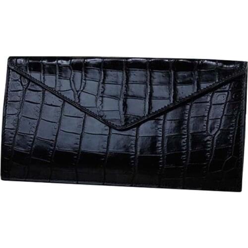 Ourui true crocodile leather male wallet black men envelope type wallet men clutch bag men crocodile bag