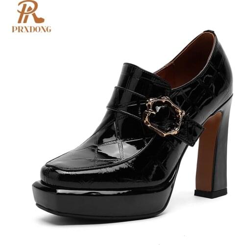Genuine Leather 10cm Super High Heels Women Pumps Square Heels Woman Shoes Zip Platform Office Wedding Black Beige Ladies Female