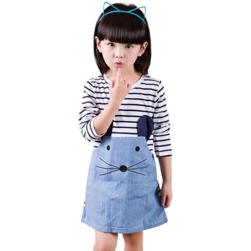 2018 New kids dress casual little girls clothes spring autumn long sleeve girls dress shirts casual 2-7T A-line dress for girls