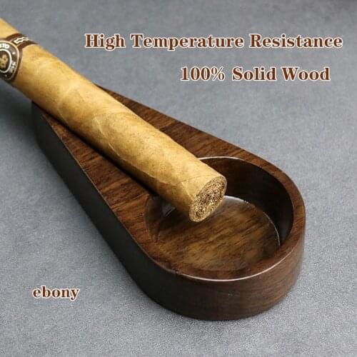 Ebony Solid Wood Portable Ashtray Single Cigar Holder Retro Home Ashtray for COHIBA Cigar Cigarette Ashtray Gift