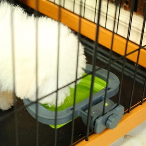 Hanging Cage Pet Bowl Feeder Cat Bowl Pet Dog Bowl Dog Cage Hanging Fixed Dog Pot Dual-purpose Portable Folding Bowl