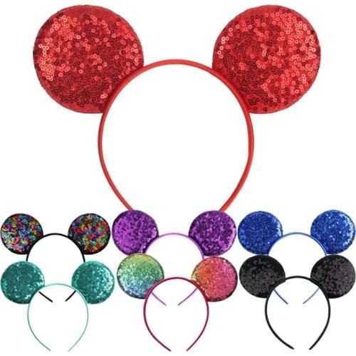 Mickey Mouse Ears Headband glitter Sequins multi-color DIY Girls Hair Accessories For Women Hairband Party Accesorios