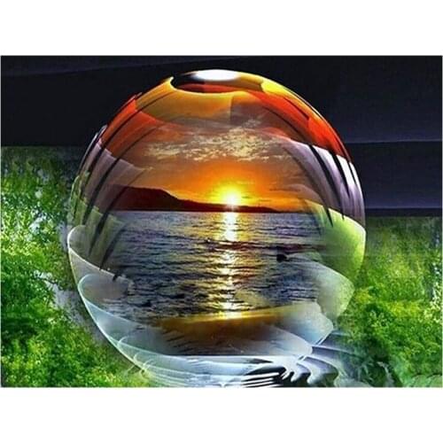 Seaside Diamond Embroidery Glass ball 5diy diamond painting sunrise,3d Cross Stitch,5d Diamond mazayka Mosaic Pattern,wall decor