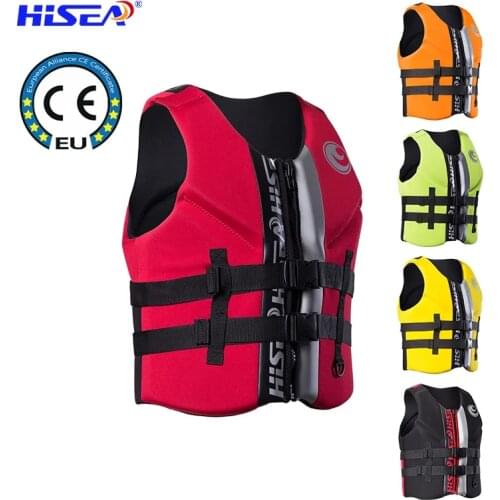 Hisea High quality professional neoprene adult life jackets thick water floating surfing snorkeling fishing racing vest Portable