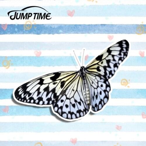 Jump Time 13cm x 8.9cm Car Styling Grey Spotted Butterfly Sticker Car Bike Kids Cool Laptop Vinyl Decal Waterproof Car Sticker