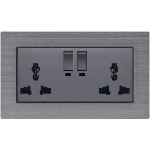 KAMANNI Switch With USB Socket Outlet Plug Charger Wall-Mounted Double Universal socket Stainless Steel Panel Electronic Socket