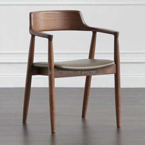 Nordic Solid Wood Dining Chair Leisure President Chair Restaurant Coffee Negotiation Desk Chair Hiroshima Chair Office Home