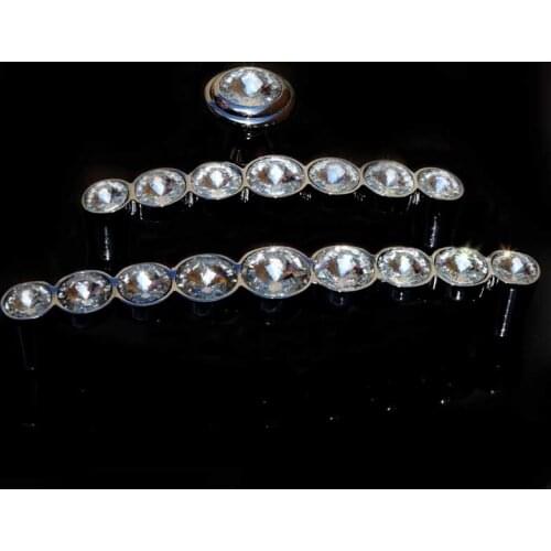 Modern fashion deluxe rhinestone dresser door handles knobs silver chrome k9 crystal drawer win cabinet knobs pulls 5" 3.75"