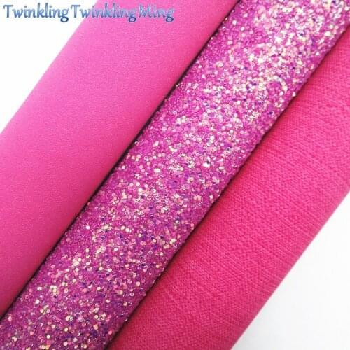 ROSE Glitter Fabirc, Faux Leather Fabric, Denim Synthetic Leather Fabric Sheets For Bow A4 8"x11"Twinkling Ming XM476