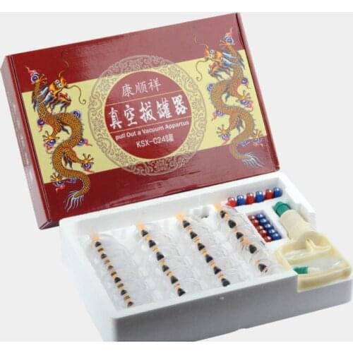 24 cans Vacuum cupping device with U shape cups household acupuncture massage magnetic therapy cupping tank set