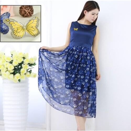 Vintage Yellow Butterfly Broach for Women Dress Blue Strass Harajuku Crystal Jewelry Broaches Mujer Decoration X0838