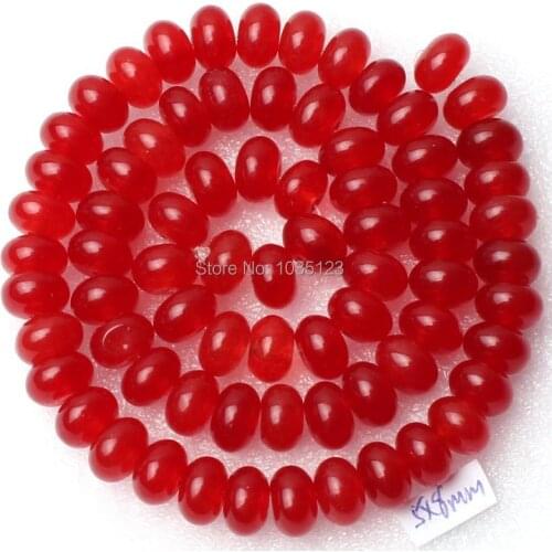 High Quality 5x8mm Smooth Rondelle Shape Red Color Jades Loose Beads Strand 15" DIY Creative Jewellery Making w2067