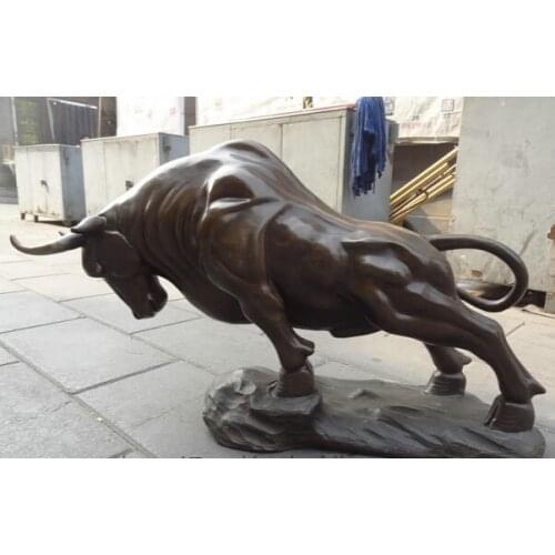 Xd 001973 32" Chinese Pure Bronze Zodiac Wealth Coin FengShui Strong Bull Ox Statue Animal