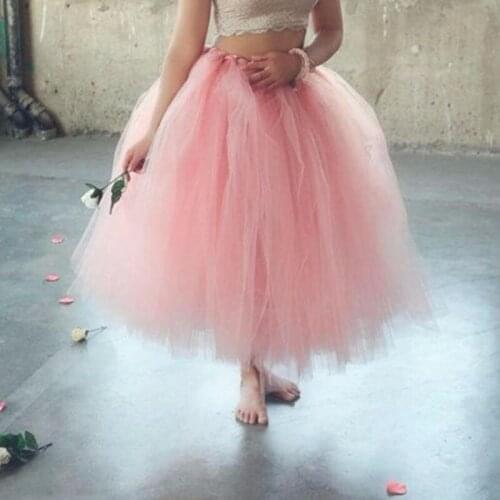 Handmade 80CM Midi Tulle Tutu Skirts for Women High Quality Ball Gown Skirt Party Props Petticoat Faldas Saia Jupe