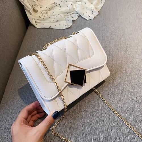 Women Female Small Bag 2021 New Korean Version Small Square Shoulder Bag Fashion Rhombus Chain Shoulder Messenger Crossbody Bag