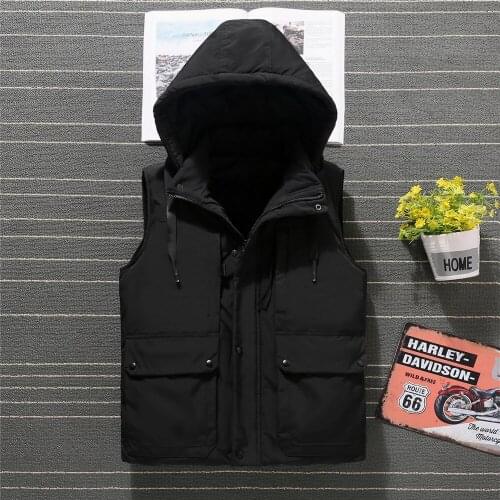 Winter Sleeveless Jacket Travel Vest Plus Large Size 7Xl Hat Detachable Men Multi Pockets Waistcoat Thicken Parka Unloading