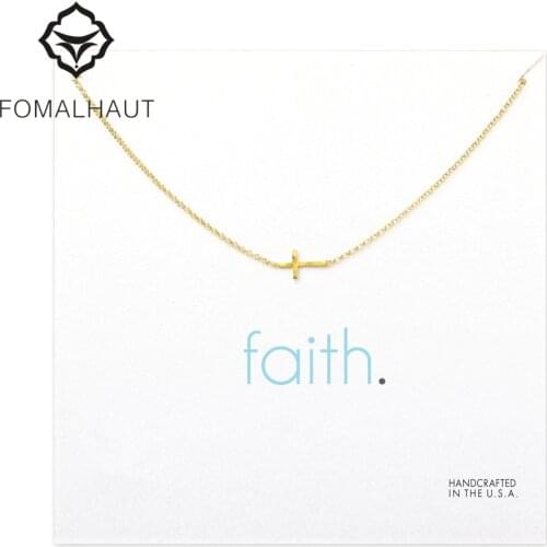 Cross Gold Necklace Faith Pendant Necklace Clavicle Chain Statement Necklace Women Jewelry Best Friend ,Mothers Day Gift