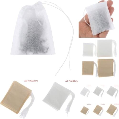 100Pcs/Lot 5*6cm/7*8cm/8*10cm Empty Drawstring Teabags Paper Tea Bags Filter for Herb Loose Tea Wholesale