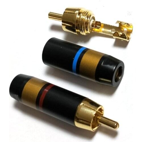 2Pcs brass RCA Plug Gold Connector adapter soldering