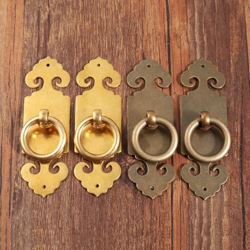 2Pcs Antique Brass 10*3cm Door Furniture Handle Brass Lock Cabinet Drawer Cupboard he closet Pull Handle Knob Furniture Hardware