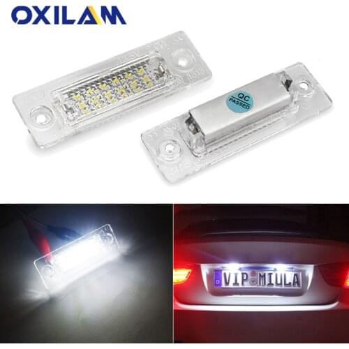 2PCS Error Free LED License Number Plate Light Lamps For VW Golf Jetta Passat T5 Transporter Skoda Car License Plate Lights