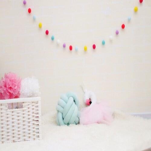 2021 Handmade 2 M Solid color Wool Felt Balls String Hanging Ornaments For Festival DIY Home Party Hanging Kids Room Decoration