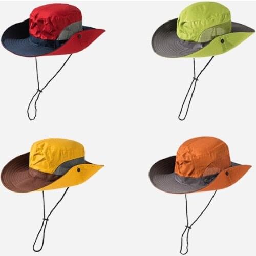 2021New Outdoor men hats Fishing cap Solid color Wide Brim Anti-UV beach sun caps women Bucket hat Summer Autumn Hiking camping