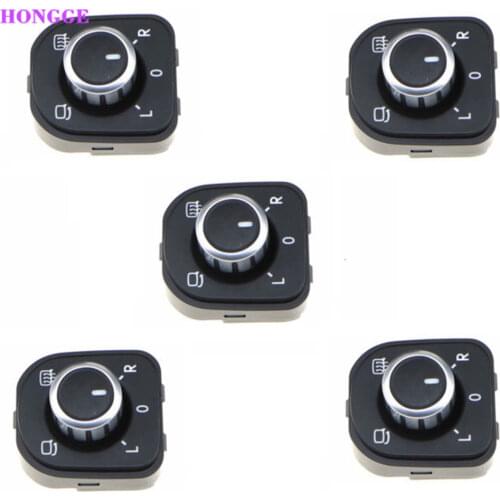 HONGGE 5Pcs Chrome Side Mirror Switch Folding Electric Heating Knob For Golf MK6 Passat B6 MK5 Rabbit 5ND959565A