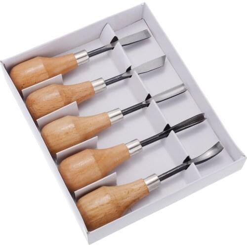 5Pcs DIY Wood Carving Chisels Tools Set Handmade Carving Gouges Chisels Lathe Cutter Knifes For Home DIY Woodworking Hand Tools